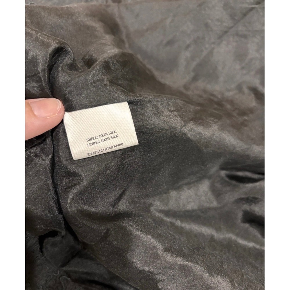 Eileen Fisher Black 100% Silk Embroidered Open Front Jacket Shawl Collar Small - Picture 8 of 12
